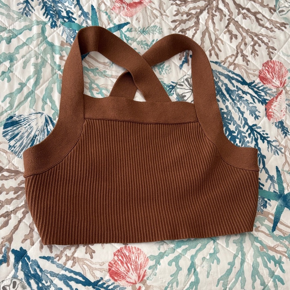 House of Harlow 1960 Brown Ribbed Tank Top
